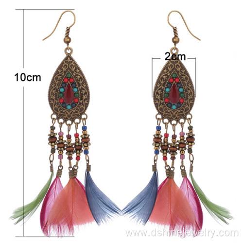 Retro Handmade Feather Indian Earring Jewellery For Women